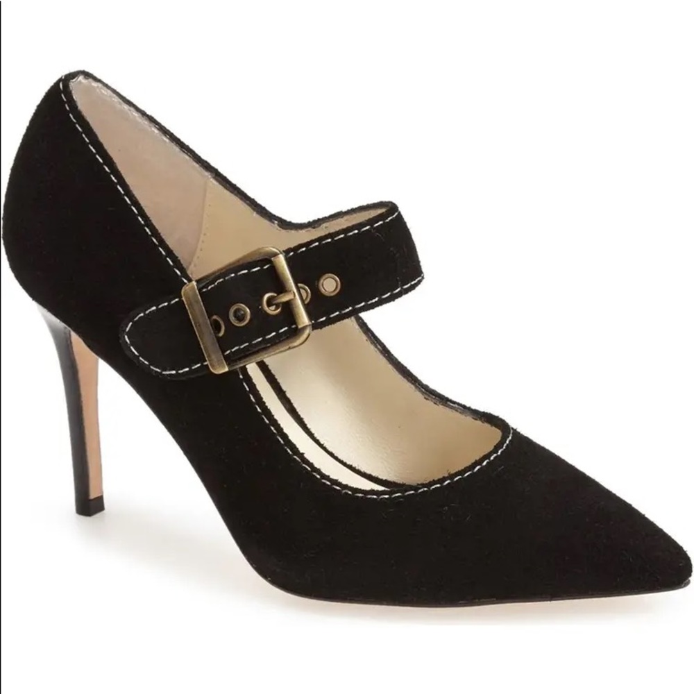 Bettye Muller Black Suede Mary Jane heels/pumps